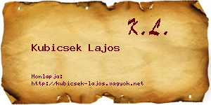 Kubicsek Lajos névjegykártya